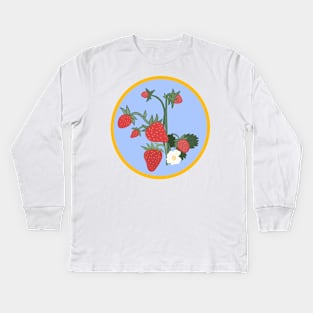 Cute Strawberry Sticker Kids Long Sleeve T-Shirt